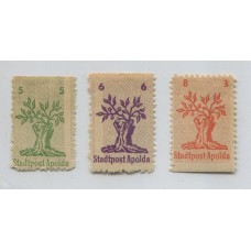 ALEMANIA ESTAMPILLA SEGUNDA GUERRA MUNDIAL OCUPACION SOVIETICA 1945 CORREO LOCAL DE APOLDA MI. 1/3 SERIE COMPLETA NUEVA CON GOMA 80 EUROS RARISIMA !!!
